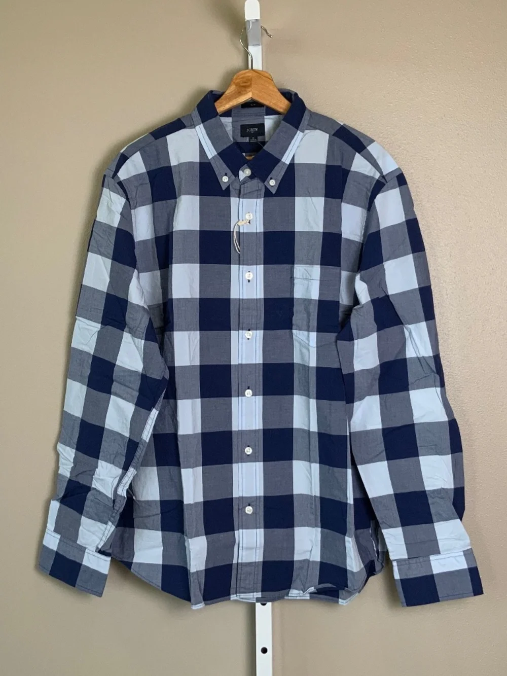 J. Crew Factory Gingham Buffalo Check Slim Washed Button Down Oxford Shirt